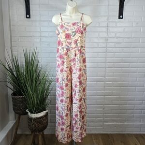 NWT Hayden Girl Floral Pink Jumpsuit Size XL Girl